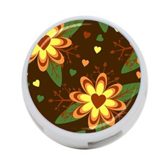 Floral Hearts Brown Green Retro 4-port Usb Hub (one Side) by Hannah976