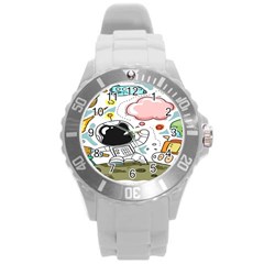 Sketch Cute Child Funny Round Plastic Sport Watch (l) by Hannah976