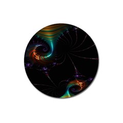 Fractal Transfer Metallic Black Magnet 3  (round) by Hannah976