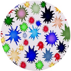 Inks Drops Black Colorful Paint Uv Print Round Tile Coaster by Hannah976