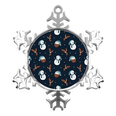 Santa Snowman Metal Small Snowflake Ornament by ConteMonfrey
