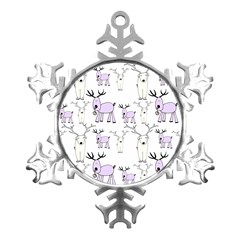 Cute Deers  Metal Small Snowflake Ornament by ConteMonfrey