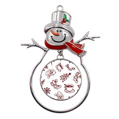 Red And White Christmas Breakfast  Metal Snowman Ornament by ConteMonfrey