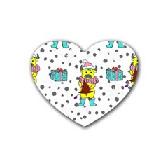 Little Bull Wishes You A Merry Christmas  Rubber Heart Coaster (4 Pack)