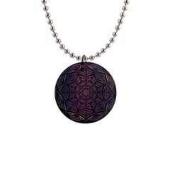 Mandala Neon Symmetric Symmetry 1  Button Necklace