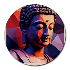 Let That Shit Go Buddha Low Poly (6) Round Mousepad by 1xmerch