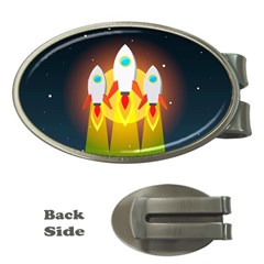 Rocket Take Off Missiles Cosmos Money Clips (oval)  by Sarkoni