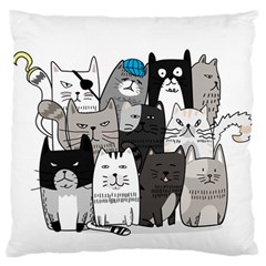 Cute Cat Hand Drawn Cartoon Style Standard Premium Plush Fleece Cushion Case (two Sides) by Grandong