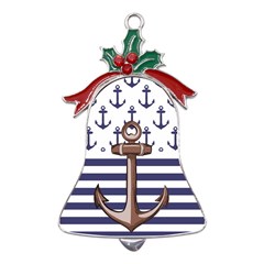Anchor Background Design Metal Holly Leaf Bell Ornament by Apen