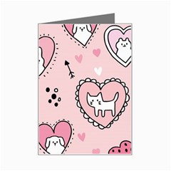 Cartoon Cute Valentines Day Doodle Heart Love Flower Seamless Pattern Vector Mini Greeting Card by Apen