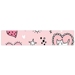 Cartoon Cute Valentines Day Doodle Heart Love Flower Seamless Pattern Vector Small Premium Plush Fleece Scarf