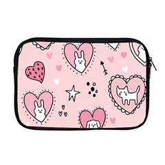 Cartoon Cute Valentines Day Doodle Heart Love Flower Seamless Pattern Vector Apple Macbook Pro 17  Zipper Case by Apen