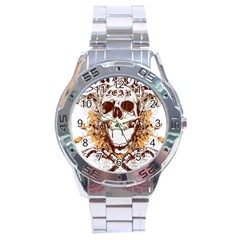 Harvest Of Fear Logo Illustration Skull Pistol Stainless Steel Analogue Watch by Sarkoni