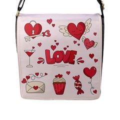 Hand Drawn Valentines Day Element Collection Flap Closure Messenger Bag (l)