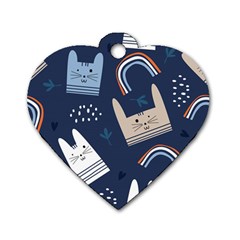 Colorful Cute Cats Seamless Pattern Dog Tag Heart (two Sides)