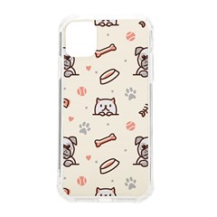 Pug Dog Cat With Bone Fish Bones Paw Prints Ball Seamless Pattern Vector Background Iphone 11 Tpu Uv Print Case by Bedest