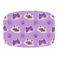 Cute Colorful Cat Kitten With Paw Yarn Ball Seamless Pattern Mini Square Pill Box by Bedest