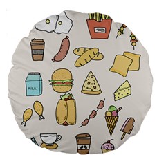 Dinner Meal Food Snack Fast Food Large 18  Premium Round Cushions by Apen