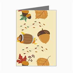 Leaves Foliage Acorns Barrel Mini Greeting Card by Apen