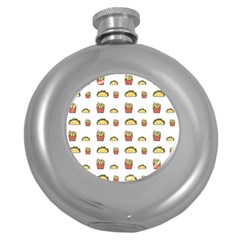 Fries Taco Pattern Fast Food Round Hip Flask (5 Oz) by Apen