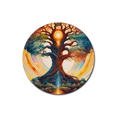 Tree Cosmic Spiritual Meditation Rubber Coaster (round) by Apen