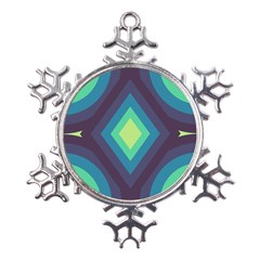 Pattern Blue Green Retro Design Metal Large Snowflake Ornament