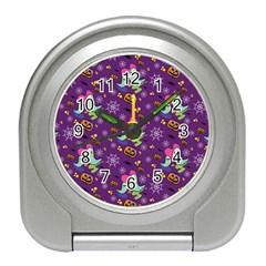 Pumpkins Ghosts Skeleton Pattern Travel Alarm Clock