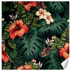 Flowers Monstera Foliage Tropical Canvas 16  X 16 