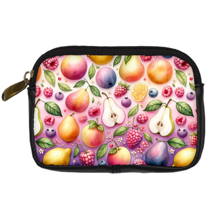 Fruits Apple Strawberry Raspberry Digital Camera Leather Case