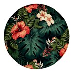 Flowers Monstera Foliage Tropical Round Glass Fridge Magnet (4 pack) Front