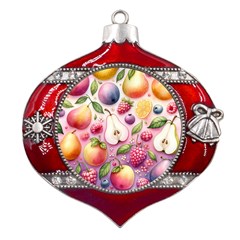 Fruits Apple Strawberry Raspberry Metal Snowflake And Bell Red Ornament by Ravend