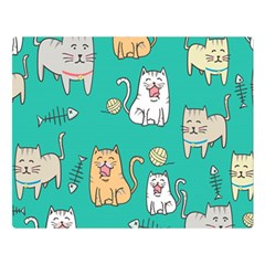 Seamless Pattern Cute Cat Cartoon With Hand Drawn Style Two Sides Premium Plush Fleece Blanket (large) by Grandong