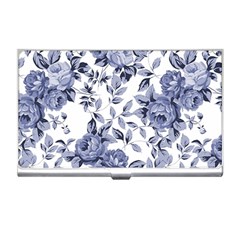 Blue Vintage Background Background With Flowers, Vintage Business Card Holder by nateshop