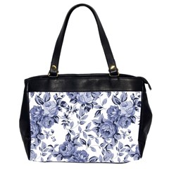 Blue Vintage Background Background With Flowers, Vintage Oversize Office Handbag (2 Sides) by nateshop