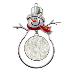 Damask, Desenho, Flowers, Gris Metal Snowman Ornament by nateshop