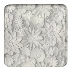 Damask, Desenho, Flowers, Gris Square Glass Fridge Magnet (4 Pack) by nateshop