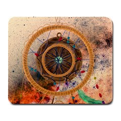 Dreamcatcher, Abstract, Colorful, Colors, Dream, Golden, Vintage Large Mousepad by nateshop