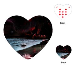 Artistic Creepy Dark Evil Fantasy Halloween Horror Psychedelic Scary Spooky Playing Cards Single Design (heart)