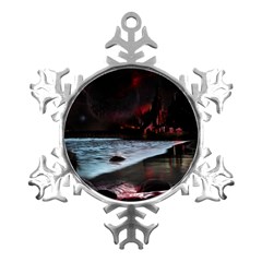 Artistic Creepy Dark Evil Fantasy Halloween Horror Psychedelic Scary Spooky Metal Small Snowflake Ornament by Sarkoni