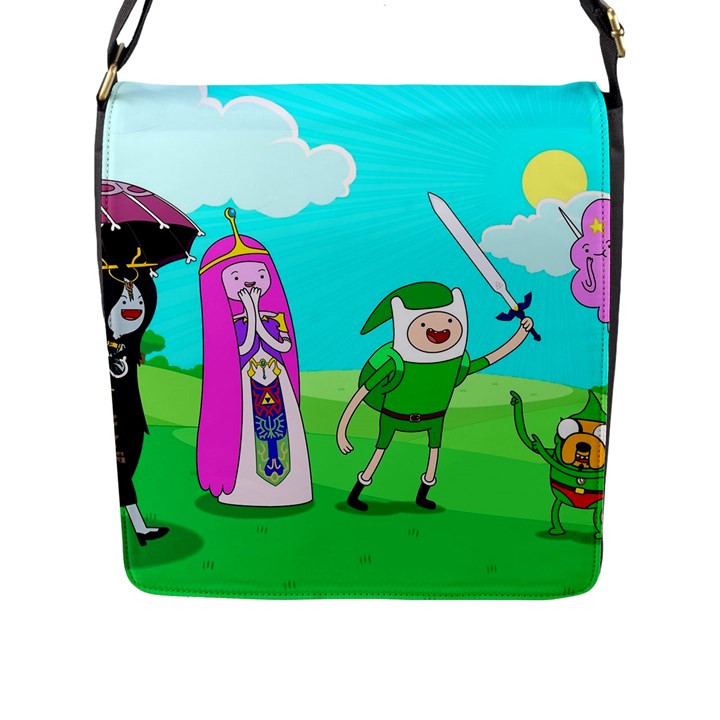 Adventure Time The Legend Of Zelda Parody Flap Closure Messenger Bag (L)