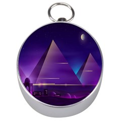 Egyptian Pyramids Night Landscape Cartoon Silver Compasses