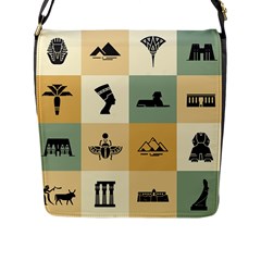 Egyptian Flat Style Icons Flap Closure Messenger Bag (l) by Bedest