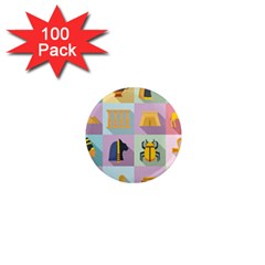 Egypt Icons Set Flat Style 1  Mini Magnets (100 Pack) 