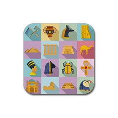 Egypt Icons Set Flat Style Rubber Coaster (square) by Bedest