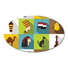 Egypt Travel Items Icons Set Flat Style Oval Magnet