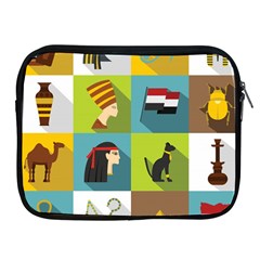 Egypt Travel Items Icons Set Flat Style Apple Ipad 2/3/4 Zipper Cases by Bedest