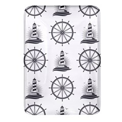 Marine Nautical Seamless Pattern With Vintage Lighthouse Wheel Rectangular Glass Fridge Magnet (4 Pack)