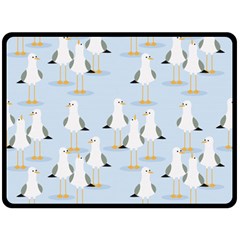 Cute Seagulls Seamless Pattern Light Blue Background Fleece Blanket (large) by Bedest