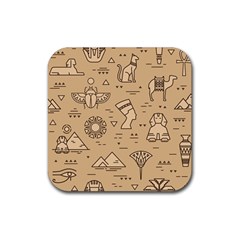 Egyptian Seamless Pattern Symbols Landmarks Signs Egypt Rubber Coaster (square)