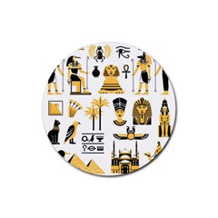 Egypt Symbols Decorative Icons Set Rubber Coaster (round)